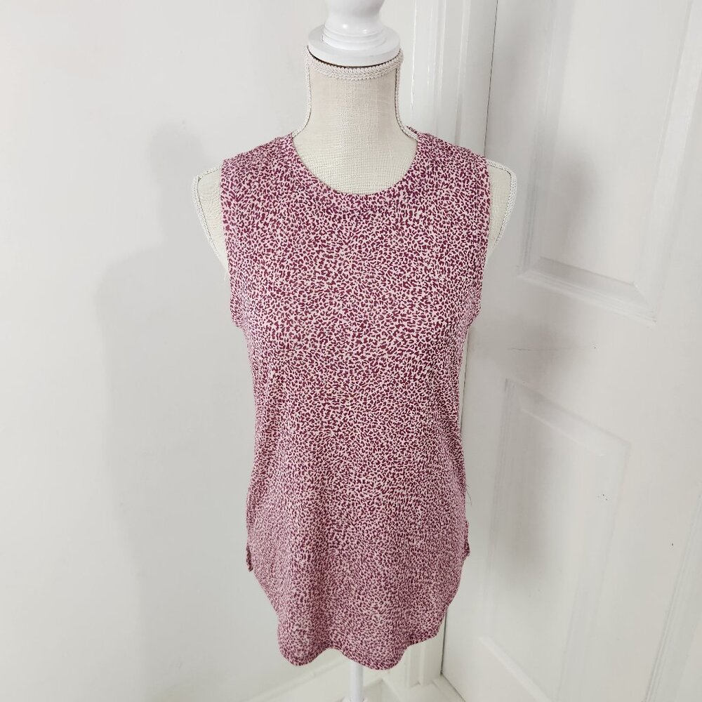 Athleta Top Womens S Purple Leopard Print Breezy Printed Tank Soft Modest
